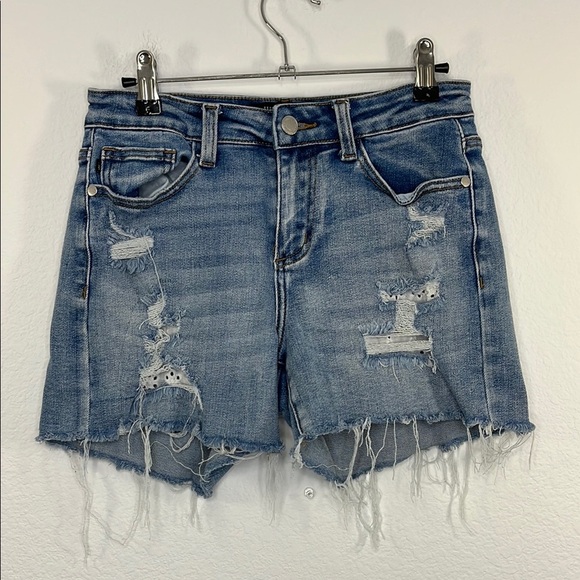 Judy Blues Lace patch size Small JB150042‎ Distressed Women's Shorts - Picture 1 of 9